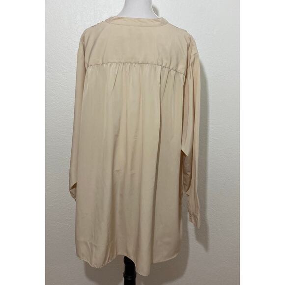 Roaman's Size 32W Light Brown Tan Tuxedo Front Tunic/Blouse Long Sleeve Casual - Picture 6 of 9